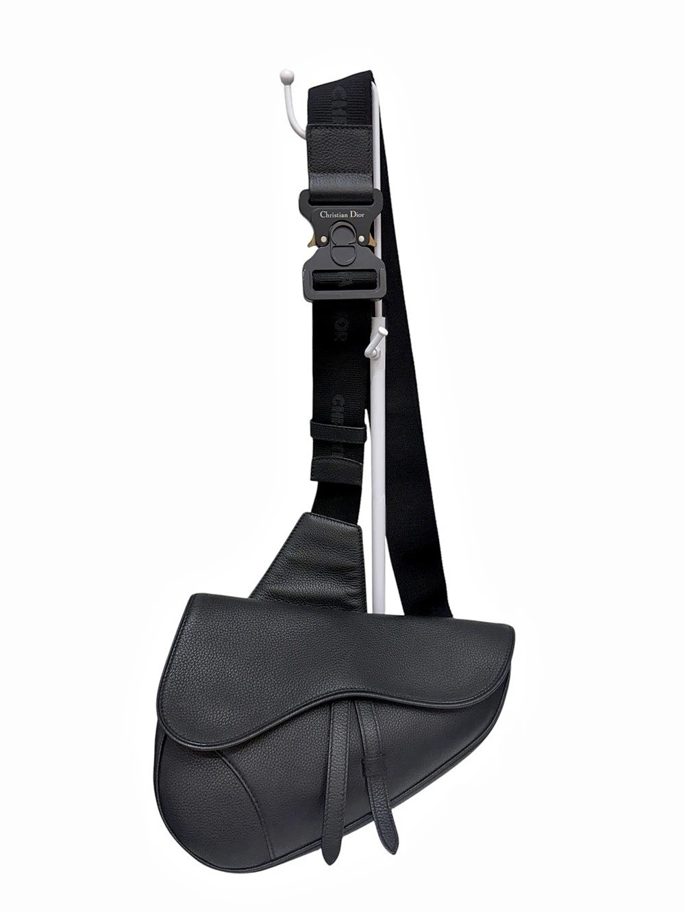 Rare find Authentic Christian Dior All Black Saddle Bag Grained Calfskin